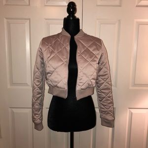 Light pink quilted ASOS cropped bomber jacket. SML